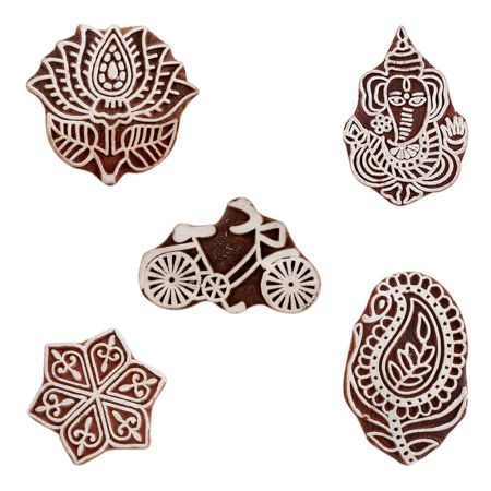 Set of 5 Piece New Mix Wooden Printing Blocks